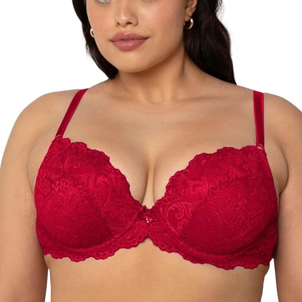 Smart & Sexy Women's Signature Lace Push-up Bra  Red 32A NWT